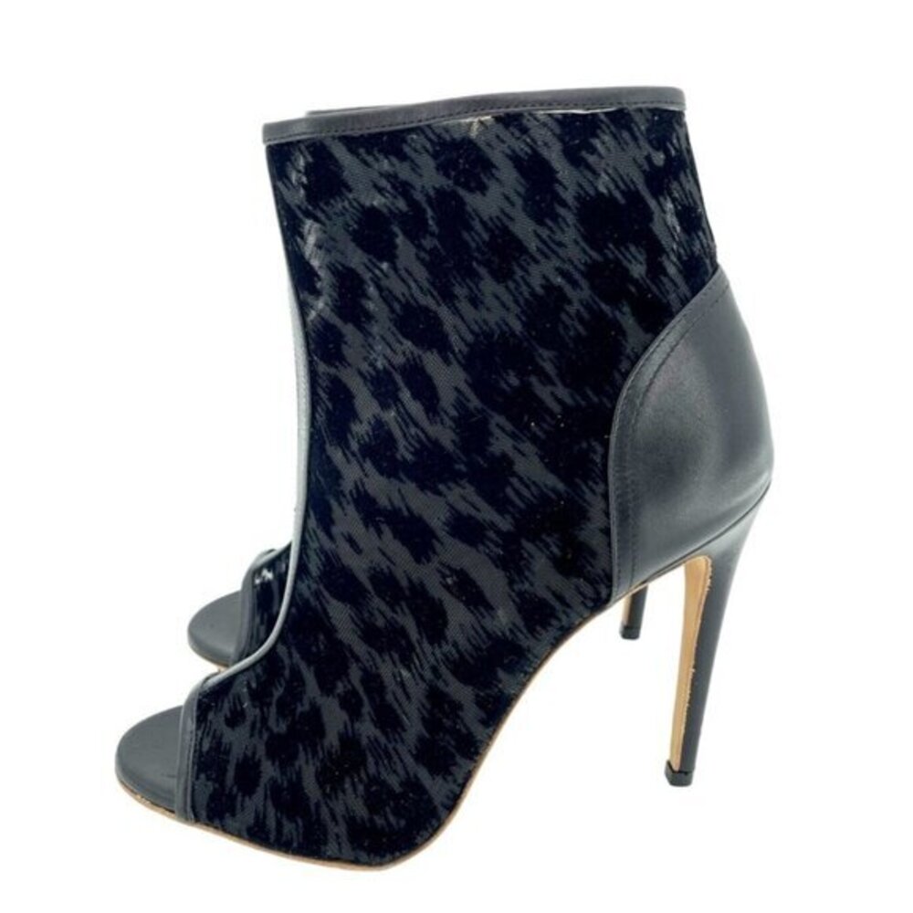 Jerome C. Rousseau Juda Peep Toe Booties Leopard Mesh $1,095 SZ 37 EU New